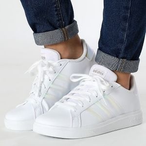 Women adidas Lifestyle Grand Court white iridescent straps colors